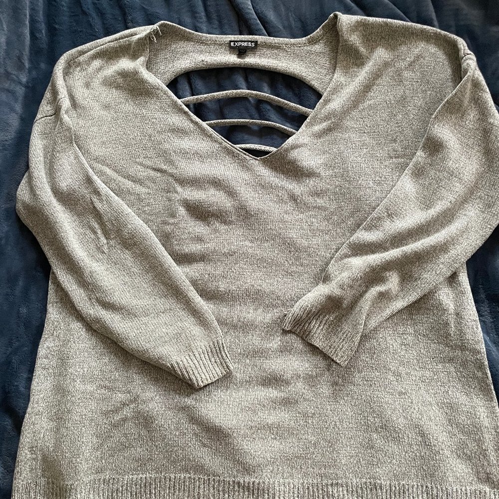 Express Grey Openback Sweater